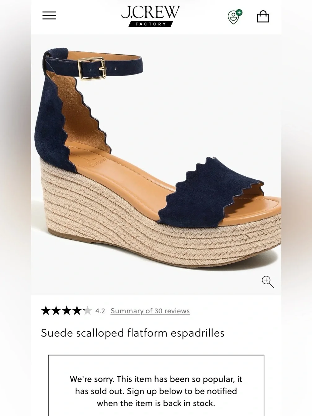 J by J.Crew Navy Suede scalloped flatform espadrilles
